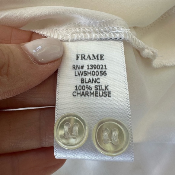 Frame Short Sleeve Button Down Silk Blouse - Picture 10 of 10